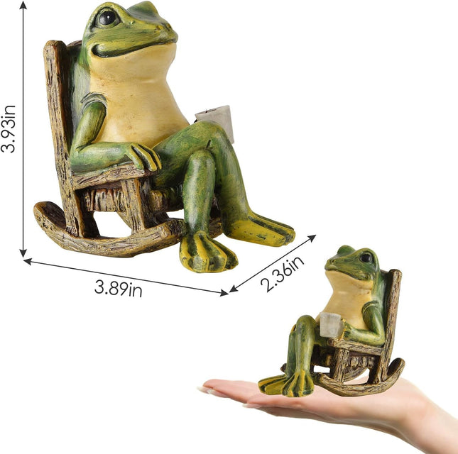 Miniature Frog Garden Decor – Solar Outdoor Lights, Fairy Garden Statue Gift (3.89"x2.36")