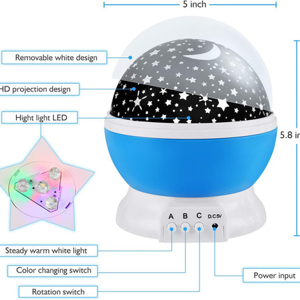 Kids Night Light Nebula Star Projector 360° Rotation with 12 Light Colors