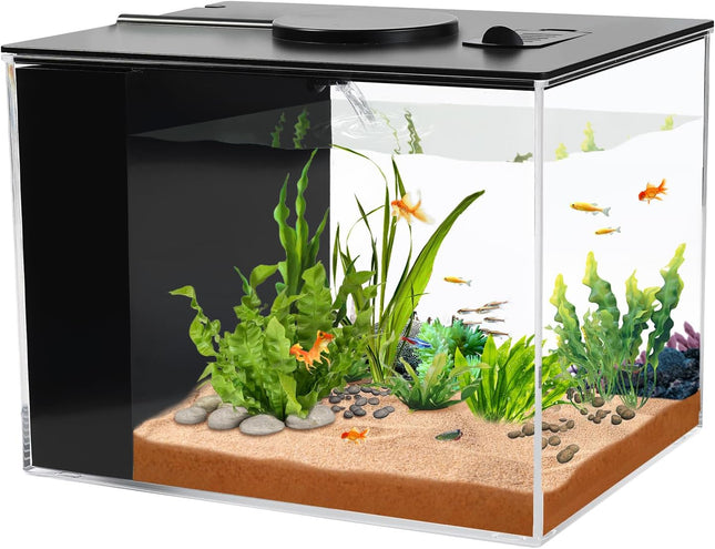 1 Gallon Betta Fish Tank Aquarium Kit, Small Fish Bowl with LED Light & Filter Pump