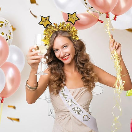 2-Piece NYE Headbands – Gold & Silver Glitter Crowns for Women Party