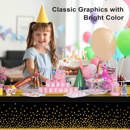 2-Pack Black & Gold Tablecloth Set – Disposable Party Table Covers 54x108"