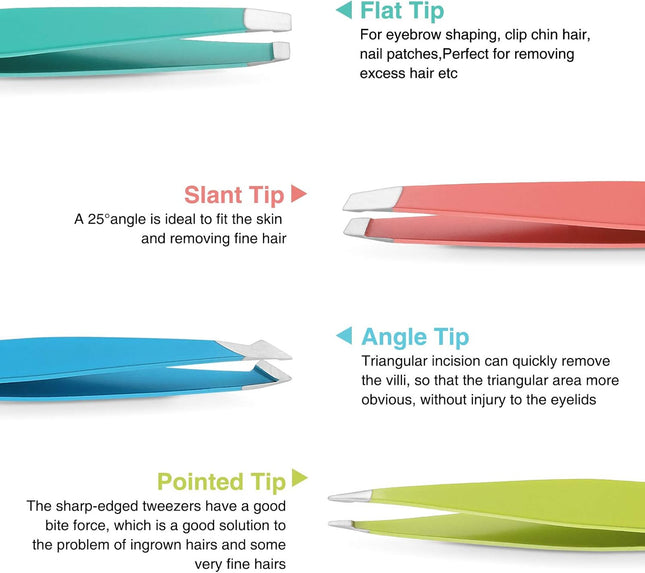4Pcs Tweezers Set for Women – Precision Tweezers for Ingrown Hair, Facial Hair Removal