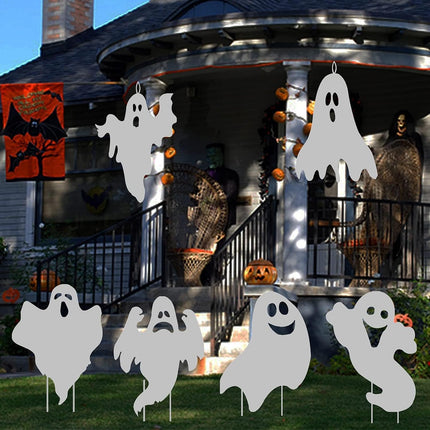 6-Pack Halloween Ghost Lawn Stakes, Cute Yard Signs for Garden, Porch & Party Decor