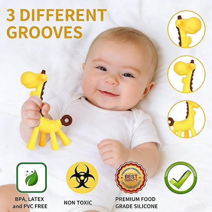 Baby Teething Toys 3-6 Months – BPA-Free Chew Teether, Giraffe & Banana Toothbrush