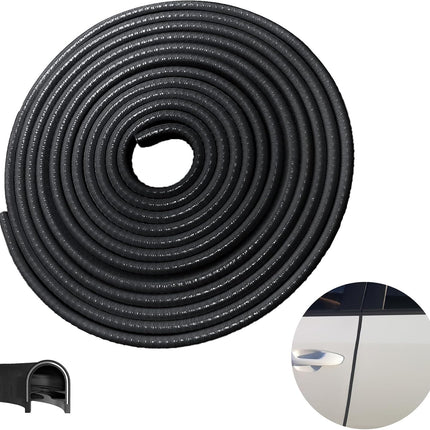 16.4Ft Car Door Edge Guards, 5m U-Shape Rubber Protector Trim, Black