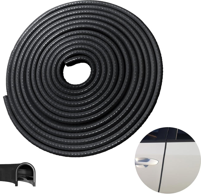 16.4Ft Car Door Edge Guards, 5m U-Shape Rubber Protector Trim, Black