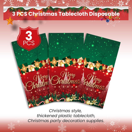 3PCS Disposable Christmas Tablecloths 54x108" – Red Xmas Tree & Santa Print