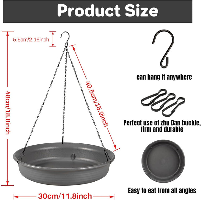 Hanging Bird Bath & Feeder – CARGEN Garden Tray, Water Bowl for Patio & Outdoors