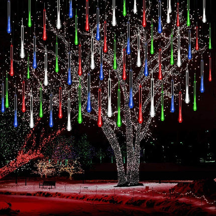 Christmas Outdoor Meteor Shower Lights, 12-Inch 8-Tube Falling Rain Icicle Snowfall Lights