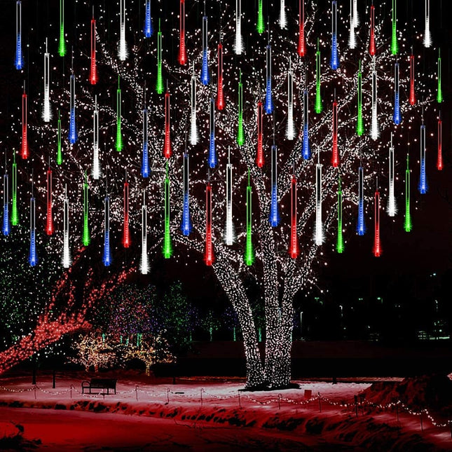 Christmas Outdoor Meteor Shower Lights, 12-Inch 8-Tube Falling Rain Icicle Snowfall Lights