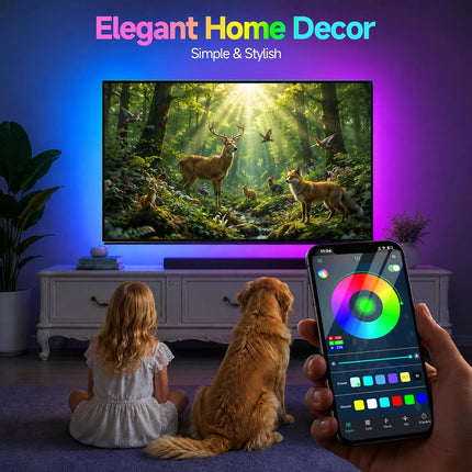 9.8FT RGBIC TV LED Backlight Strip for 32-43 Inch TVs Music Sync Bluetooth App Control
