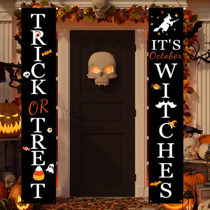 Halloween Porch Banner, Trick or Treat Hanging Door & Front Porch Party Decoration