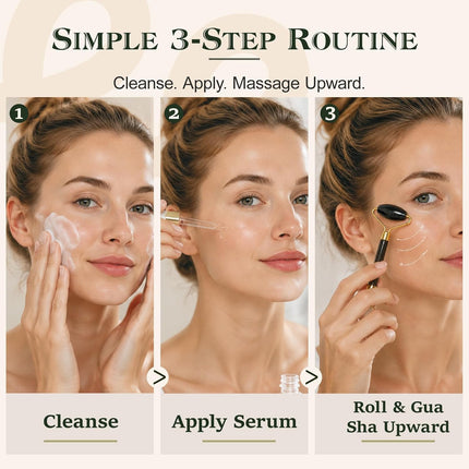 3-Pc Jade Face Roller & Gua Sha Set with Massage Ball for Facial Care
