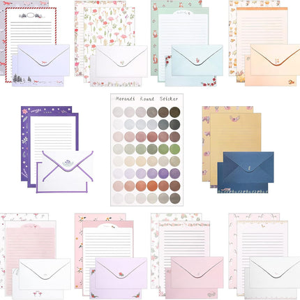 90-Piece Stationery Set – 60 Letter Paper, 30 Envelopes & 48 Colorful Dot Decals