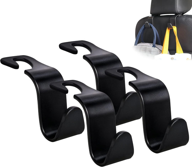 Car Seat Headrest Hooks – 4-Pack Universal Hanger for Handbag, Purse, Coat