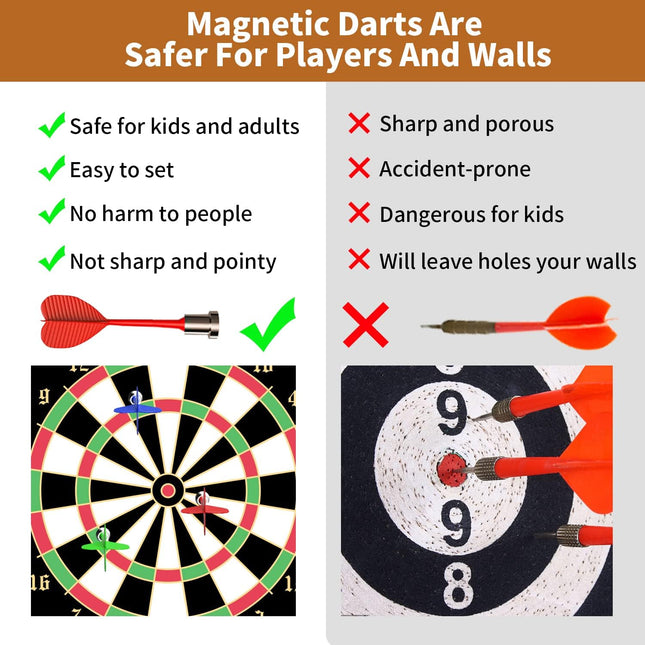 Magnetic Dart Board – Indoor/Outdoor Game for Kids with 12 Darts, Gifts for Boys