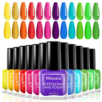 12-Color Nail Polish Set, Quick-Dry Mini Nail Lacquer for DIY Manicure & Nail Art