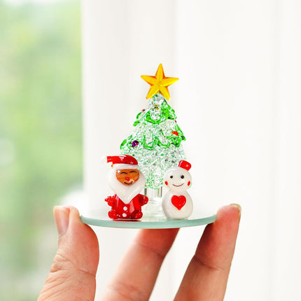 Miniature Glass Christmas Tree – Handmade Multicolor Figurine Decor