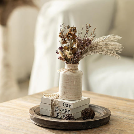 Round Wooden Candle Plate Tray – Rustic Farmhouse Table Decor