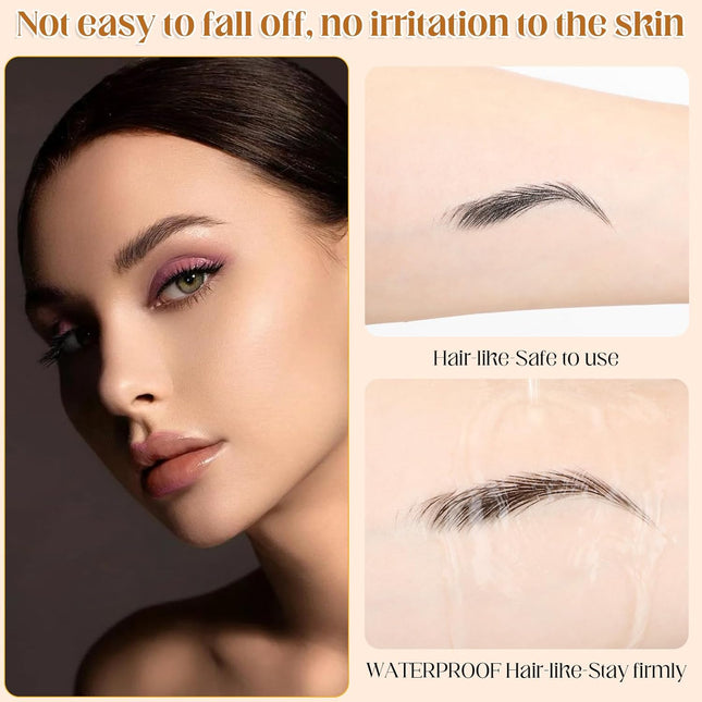 180 Pairs 4D Eyebrow Tattoo Stickers – Waterproof, Natural Fake Eyebrows, Brown