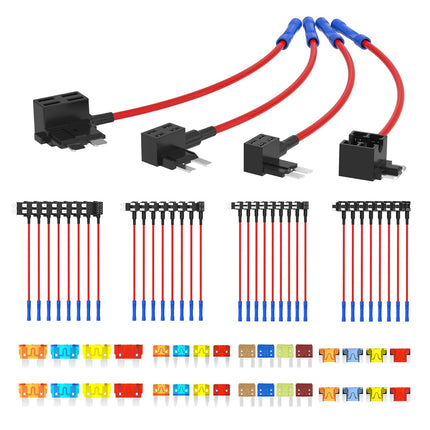 36PCS 12V Fuse Tap Add-a-Fuse Kit, 4 Types with 5A-20A Fuses for Car & Truck