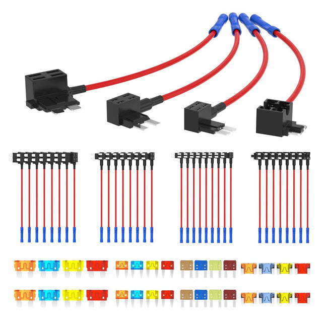 36PCS 12V Fuse Tap Add-a-Fuse Kit, 4 Types with 5A-20A Fuses for Car & Truck