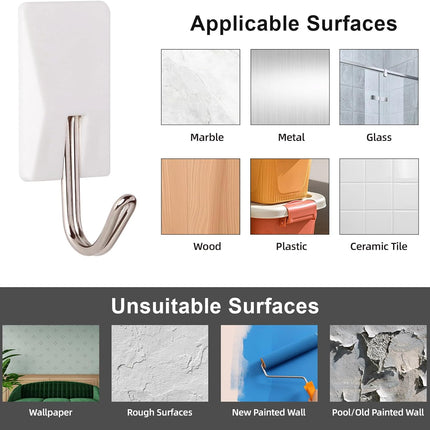 24 Pack Small Adhesive Hooks, Damage Free Wall Hangers with Adhesive Strips