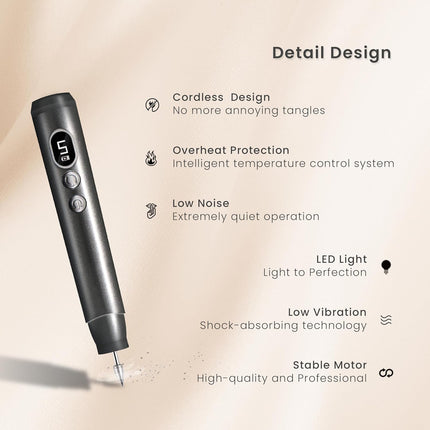 Portable Nail Drill Kit – 5 Speeds, 6 Premium Bits, LED for Gel & Acrylic
