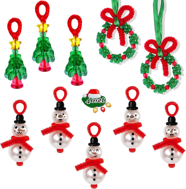 40 PCS Christmas Ornament Kits Beaded DIY Crafts for Kids Holiday Decorations