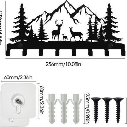 8 Metal Deer Hooks for Wall – Christmas Key Rack & Mountain Forest Wall Decor