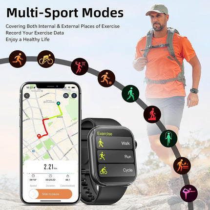 Smart Watch 1.85" Fitness Tracker Answer/Make Calls Pedometer Sport Modes