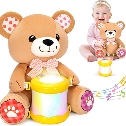 Stuffed Musical Bear – Early Learning Light-Up Drum for 6-24 Months