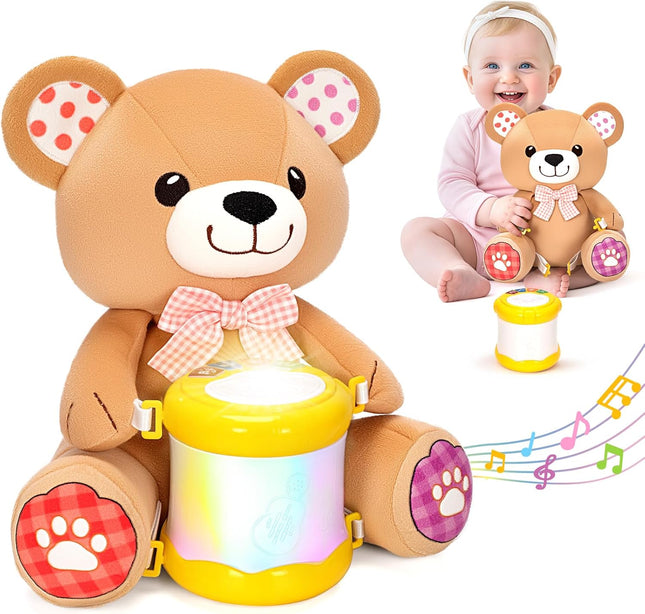 Stuffed Musical Bear – Early Learning Light-Up Drum for 6-24 Months