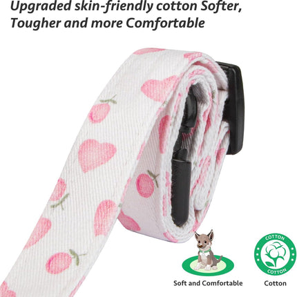 Cute Love Heart Dog Collar – Handmade Cotton, White & Pink, Small Size