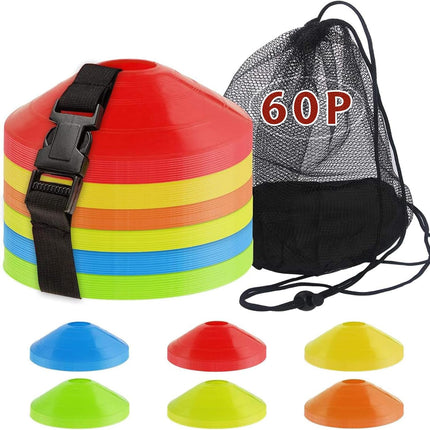 60Pc Soccer Disc Cones with Carry Bag, Agility Training Markers for Sports