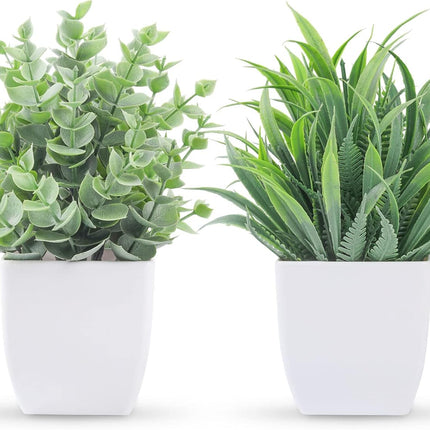 2-Pack Artificial Potted Plants for Desk, Home, Laundry Room, and Bathroom