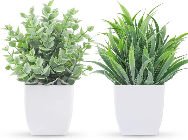2-Pack Artificial Potted Plants for Desk, Home, Laundry Room, and Bathroom