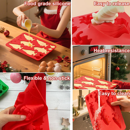 2 Pack Christmas Silicone Baking Molds – Gnome & Bell Shapes for Candy & Soap