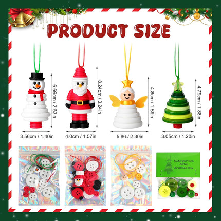 Christmas Craft Buttons 4Set | DIY Tree Ornaments & Holiday Gift Kit