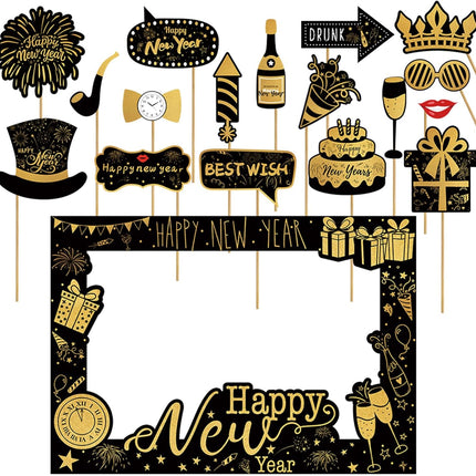 New Years Eve 2026 Photo Booth Props – Party Frame & Decorations Set