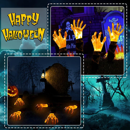 4-Piece Halloween Zombie Hand Pathway Lights, Waterproof Arm Stakes for Yard Decor