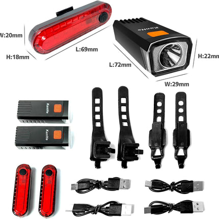 USB-C Rechargeable Bike Lights Front & Rear, 3 Modes, Safety Lights for Night Riding