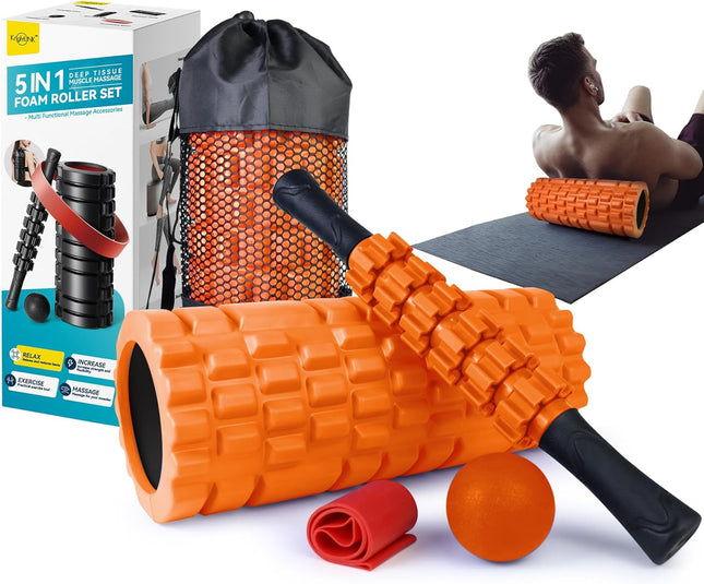 5 in 1 Foam Roller Set for Deep Tissue Massage Muscle Recovery Fitness