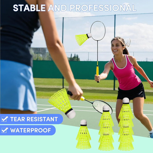 12 Pack Nylon Badminton Shuttlecocks, Durable Birdies for Indoor & Outdoor Training