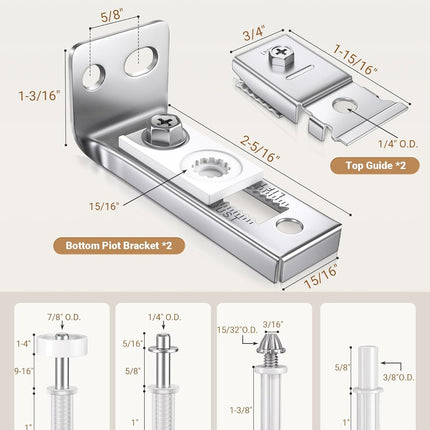 Door Hardware Repair Kit – 2 Sets Bi-Fold Closet Doors with Brackets & Wheels