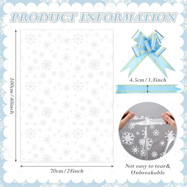 12PCS Large Christmas Cellophane Gift Bags – 40x28" with 10 Bows