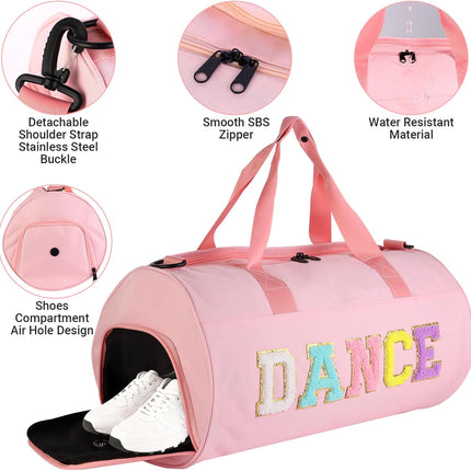 Cute Dance Duffle Bag for Girls Ballet Gym Workout Travel Overnight Bag
