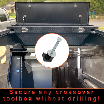 Universal Truck Tool Box Mounting Kit with J-Hooks Fastening Nuts Black
