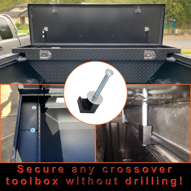 Universal Truck Tool Box Mounting Kit with J-Hooks Fastening Nuts Black