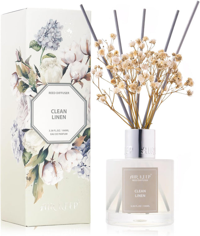 Reed Diffuser Set 3.38 fl oz 100ml Clean Linen Scent with 8 Sticks Home Fragrance